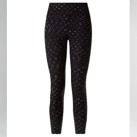 Lululemon Tight Stuff Reflective Leggings Size 4 Simply Lace Slate Black Running - Picture 2 of 11